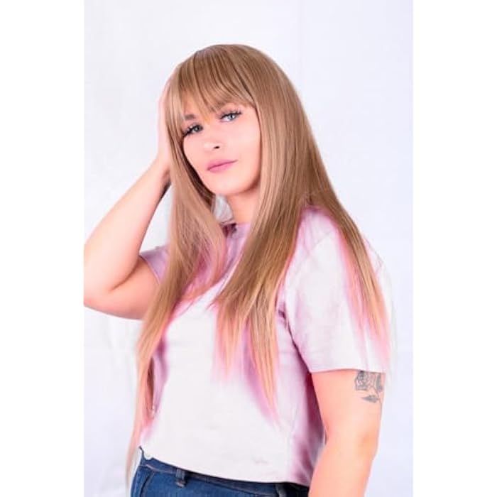 DILLARDS Premium Long Straight Wig, Honey Blonde with Bangs, Heat Resistant Synthetic Hair, Natural Looking Layered Style, Casual Daily Wear - Image 4